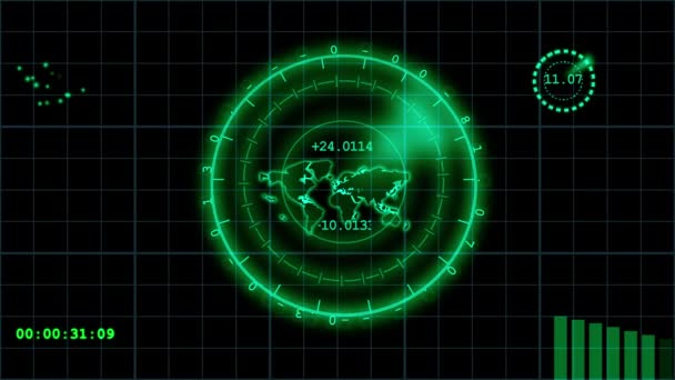 Sistema Mapeamento Digital Tela Radar Animação Fundo Abstrata — Vídeo de Stock