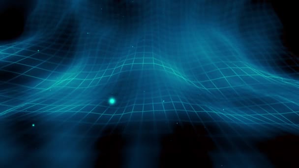 Cuadrícula Geométrica Tres Dimensiones Espacio Azul Luces Fondo Concepto Animación — Vídeos de Stock