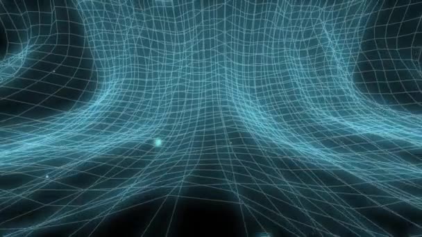 三次元空間における幾何学グリッド青ライト背景コンセプトアニメーション — ストック動画