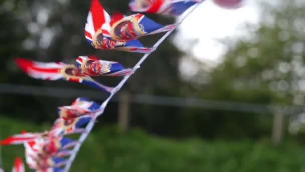 Бантинг Юнион Джекс Британский Флаг Король Чарльз Коронация Празднование Среднего — стоковое видео