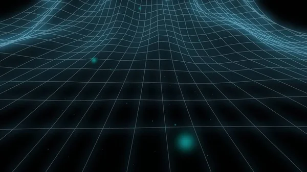 Geometrisches Gitter Dreidimensionalen Raum Grüne Lichter Hintergrundkonzept Illustration — Stockfoto