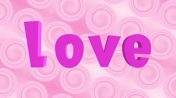 Miłość Napisana Różowy Pastelowe Koła Kształty Tło Ilustracja Baner Koncepcja — Zdjęcie stockowe