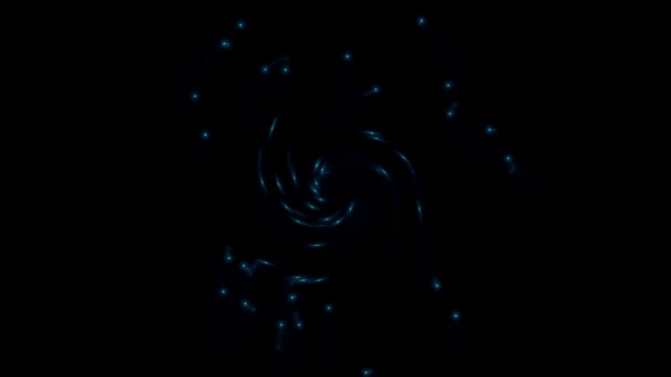 Espeluznante Luz Azul Rastro Vortex Partículas Espacio Negro Animación — Vídeo de stock