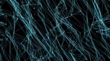 Sanal uzay soyut konsept mavi 4k animasyon 3d 'deki bilgisayar geometrik ağ fiberi