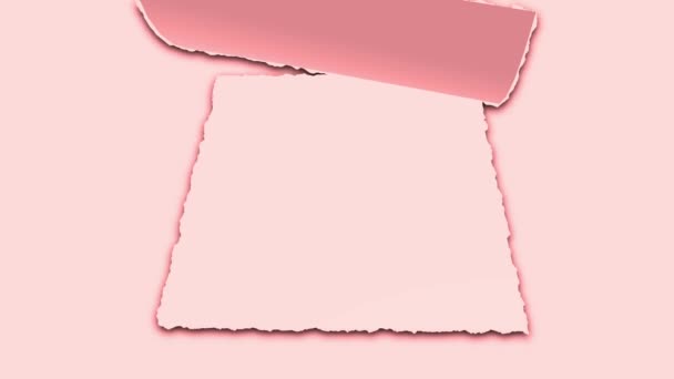 Pink Torn Paper Pages Note Pad Turning Pink Background Animation — Stock Video