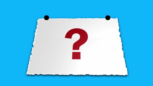 Question Marks Written White Torn Paper Note Pad Notes Blue — Stock Video
