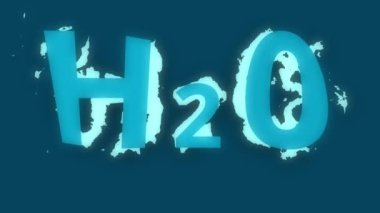 Su animasyonu için H20 sembolü mavi arkaplan 4k konsepti