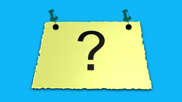 Question Marks Written White Torn Paper Notepad Blue Background Animation — Stock Video