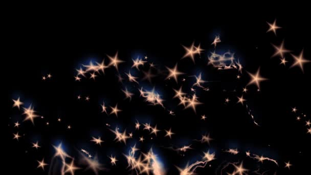 Altın Yıldızlar Boşlukta Süzülür Animasyon Soyut — Stok video