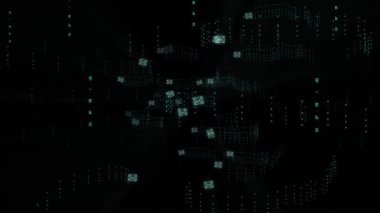 Sanal uzay girdabında hızla akan e- posta sembolleri soyut kavram 4k mavi arkaplan