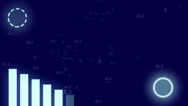 Grafiek Blauwe Digitale Achtergrond Met Willekeurige Nummers Animatie — Stockvideo