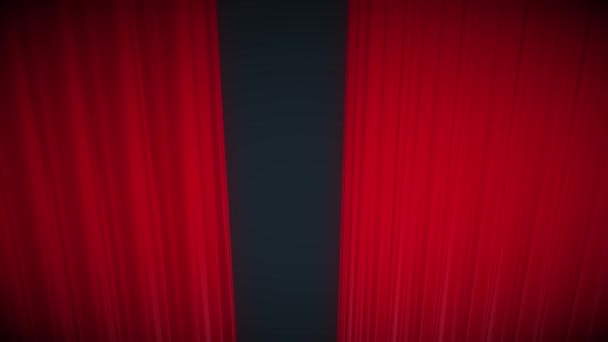 Rode Podium Gordijnen Opening Donkere Achtergrond Animatie — Stockvideo