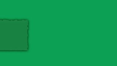 Yırtık kağıt şeritleri yeşil arkaplan 4k animasyon üzerinde hareket etkisini durdurur