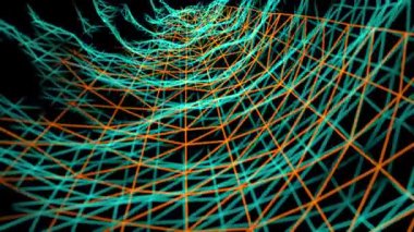 Üç boyutlu uzay animasyonunda renkli Geometrik ızgara