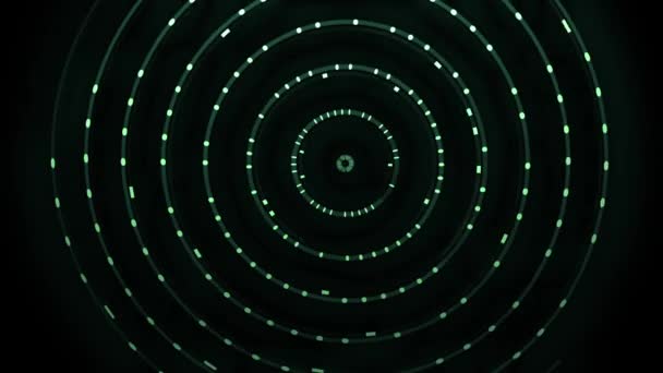 Futuristic Neon Green Concentric Circles Flashing Lights Concept Animation — Stock Video