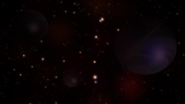 星と雲のアニメーションファンタジーと宇宙に浮かぶ神秘的な惑星 — ストック動画