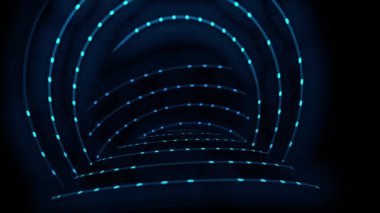 Mavi Işıklar bir tünel dalgası girdabı sarmal ışıklar konsepti 4k animasyon 