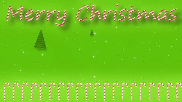 Χριστουγεννιάτικο Χαιρετισμό Ζαχαροκάλαμο Και Πεύκο Animation — Αρχείο Βίντεο
