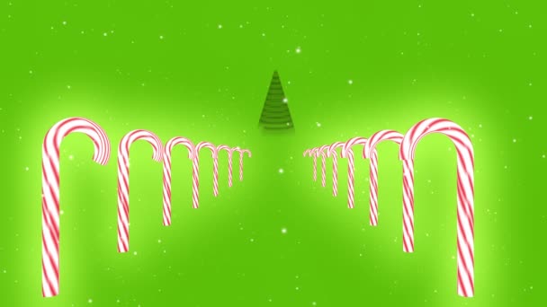 Caña Caramelo Árbol Navidad Verde Fondo Animación — Vídeo de stock