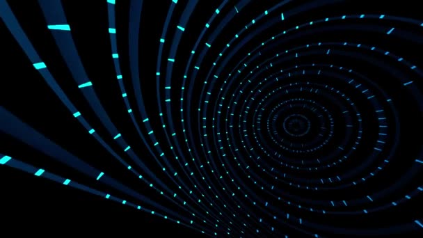 Blue Lights Een Tunnel Golf Vortex Spiraal Verlichting Concept Animatie — Stockvideo