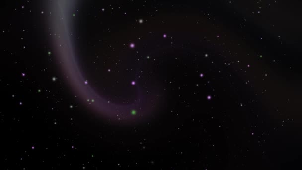 Misteriosa Galaxia Flotando Espacio Con Estrellas Coloridas Nubes Animación Fantasía — Vídeos de Stock