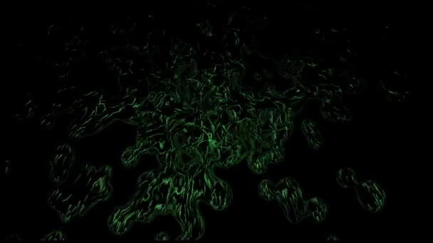 Green Liquid Particles Black Space Effect Abstract Concept Animación — Vídeo de stock