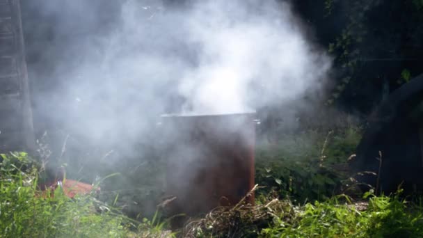 Ogród Dom Śmieci Spalania Spalarni Śmieci Szeroki Strzał Powolny Ruch — Wideo stockowe
