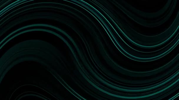 黑色背景动画4K抽象上的波浪绿线 — 图库视频影像