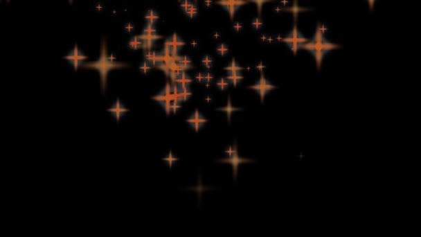 霓虹灯中的金色星星在黑空4K动画中爆炸 — 图库视频影像