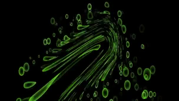 黑色空间中的绿色粒子效应抽象概念4K动画 — 图库视频影像