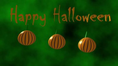 Yeşil ve siyah arkaplan üzerine Cadılar Bayramı Kabakları 4k animasyonu