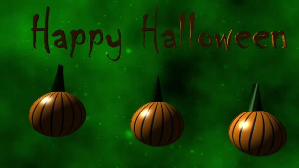 Halloween Kürbisse Auf Grünem Und Schwarzem Hintergrund Animation — Stockvideo