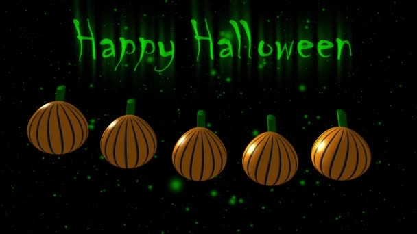 Halloween Citrouilles Sur Fond Vert Noir Animation — Video