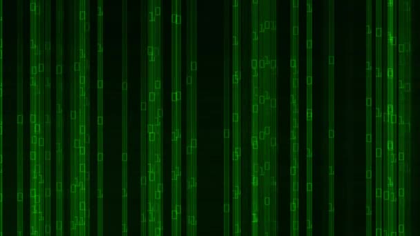 Digitální Binární Data Maticovém Pozadí Matice Zelených Paprsků Animace — Stock video