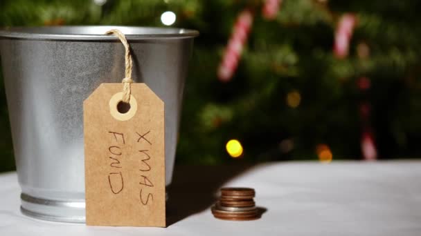 Caja Dinero Para Fondo Navidad Primer Plano Zoom Cámara Lenta — Vídeo de stock