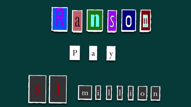 Ransom Note Demand Animated Text Torn Paper Stop Motion Effect — Stock Video