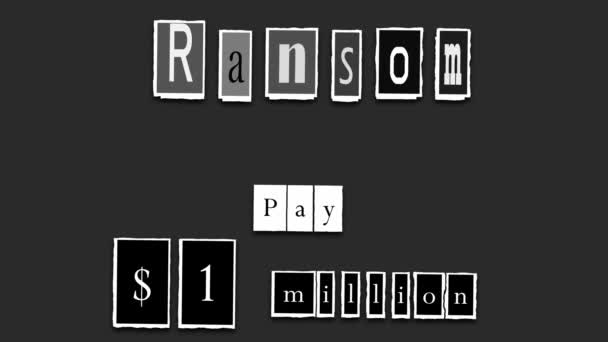 Ransom Note Demand Animowany Tekst Podartym Papierze Stop Motion Effect — Wideo stockowe
