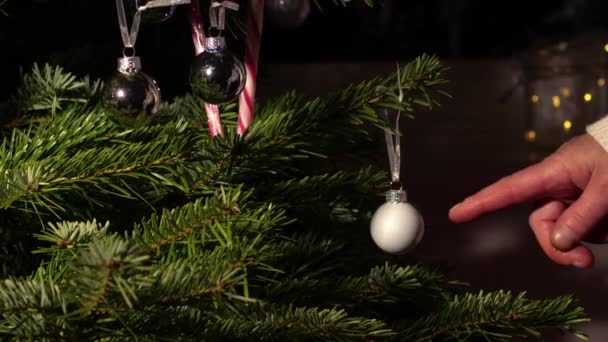 Evde Süsleme Noel Ağacı Takılar Şeker Kamışı Orta Boy Zoom — Stok video