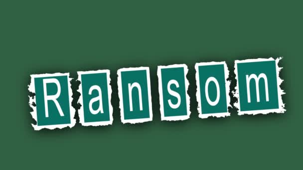 Ransom Note Animated Text Torn Paper Stop Motion Effect Green — Stock Video