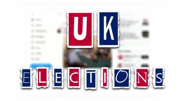Βρετανικές Εκλογές Επικαλύπτονται Στην Πλατφόρμα Μέσων Κοινωνικής Δικτύωσης Animation — Αρχείο Βίντεο