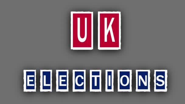 Баннер Выборов Великобритании Порванной Бумаге Эффект Серой Фоновой Анимации — стоковое видео