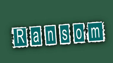 Fidye notu yırtık kağıt efekti üzerine kesilmiş metin yeşil ve beyaz illüstrasyon