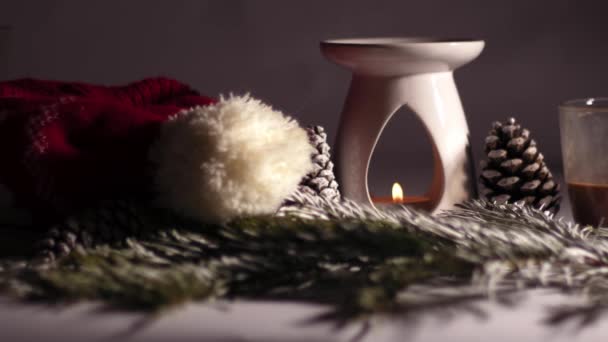 Sıcak Çikolata Içeceği Aromaterapi Temel Yağ Ortamı Ağır Çekimde Seçici — Stok video