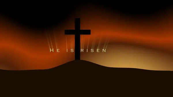 Hıristiyan haçı altın bulutlu gökyüzü çizimine karşı