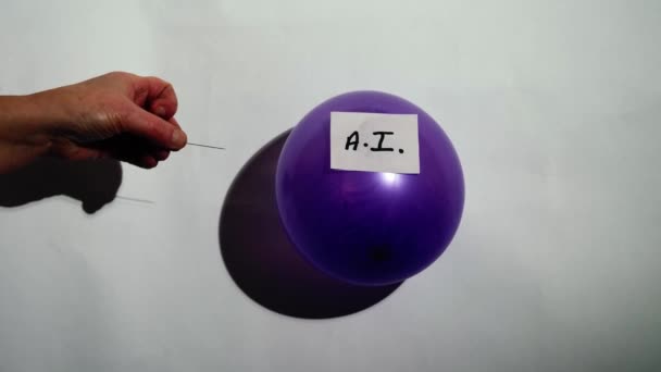 Kunstmatige Intelligentie Ballon Knallen Medium Zoom Shot Selectieve Focus — Stockvideo