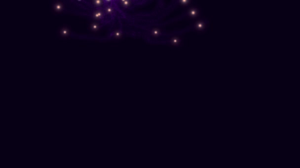 三维空间动画中动态粒子的金紫色网络 — 图库视频影像