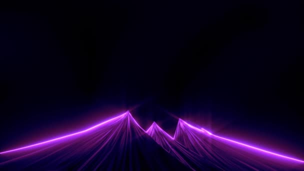 Berggipfel Gegen Nachthimmel Neon Animation — Stockvideo