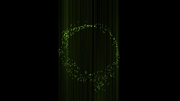 三维空间概念动画中的绿色动态粒子涡旋 — 图库视频影像