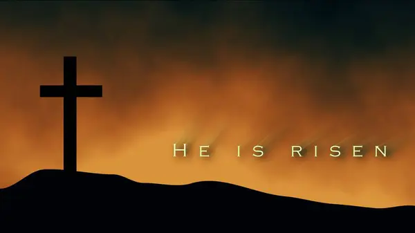 Hıristiyan haçı altın bulutlu gökyüzü çizimine karşı