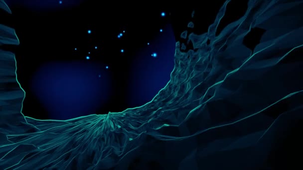 Eerie Azul Escuro Neon Futurista Cena Paisagem Fantasia Flutuando Conceito — Vídeo de Stock